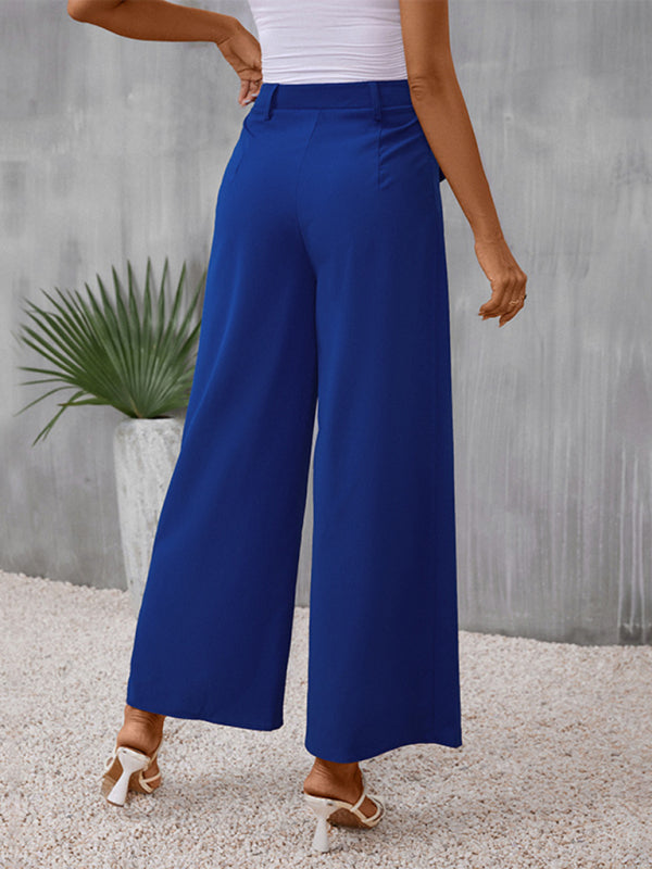 Slim fit blue wide-leg trousers