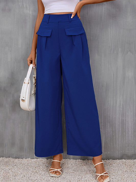 Slim fit blue wide-leg trousers