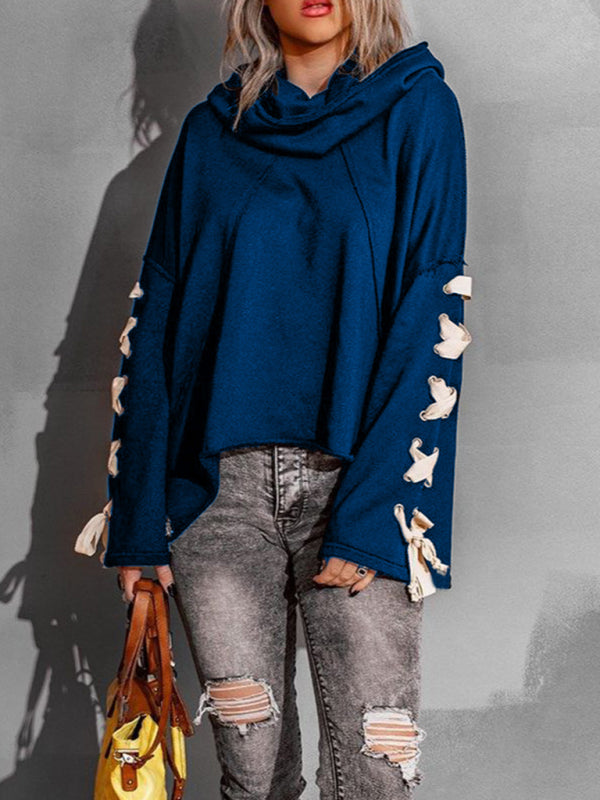 महिलाओं के लिए शरद ऋतु और शीतकालीन सूती आला डिजाइन पट्टी · बड़े आकार का हुड वाला ढेर गर्दन स्वेटर