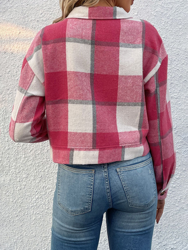 Women's plaid long-sleeved shirt jacket