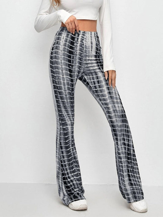 Printed Slim Hip Lift Stretch Casual Flared Trousers