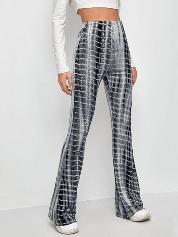Printed Slim Hip Lift Stretch Casual Flared Trousers