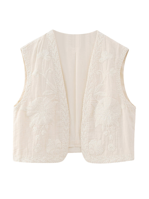 Ladies Embroidered Cardigan Vest