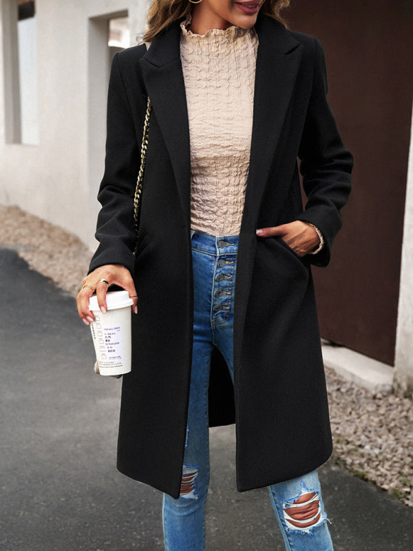महिलाओं का फ़ैशन ऊनी कोट ठोस रंग स्वभाव वाला कम्यूटर कार्डिगन कोट