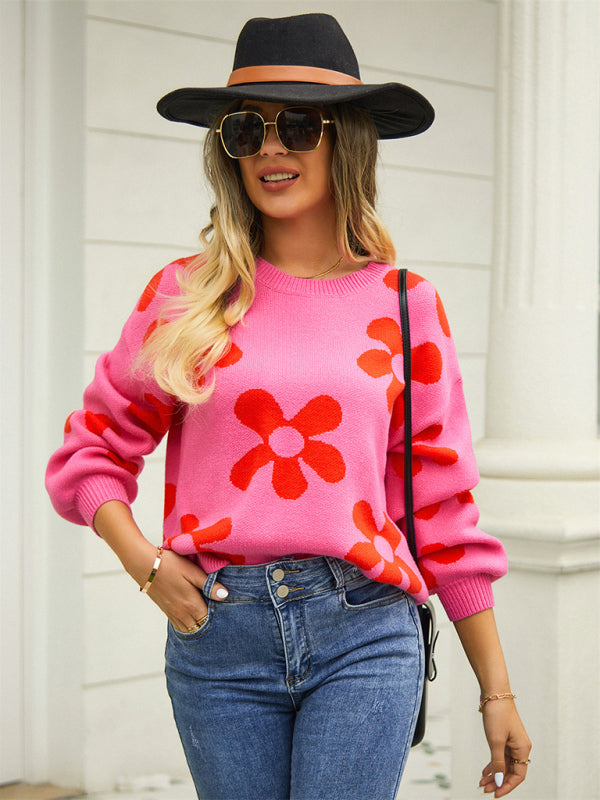 Long sleeve pullover floral pullover sweater