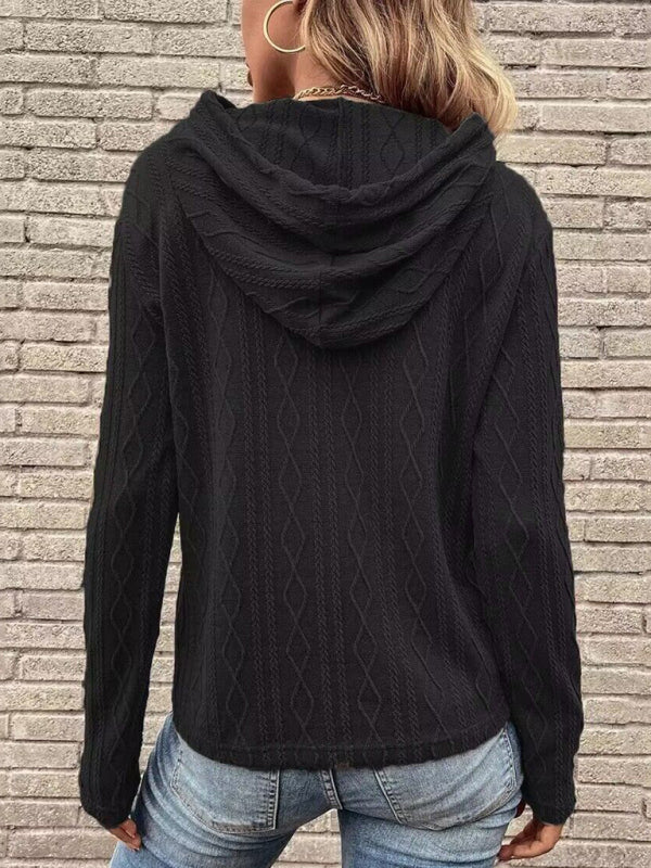 महिलाओं की लंबी आस्तीन वाला हुड वाला स्वेटर निटवेअर टॉप