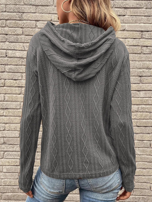 महिलाओं की लंबी आस्तीन वाला हुड वाला स्वेटर निटवेअर टॉप
