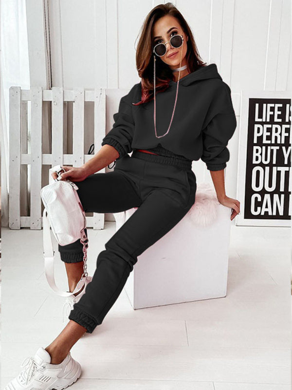 Casual sports hooded long-sleeved trousers two-piece set