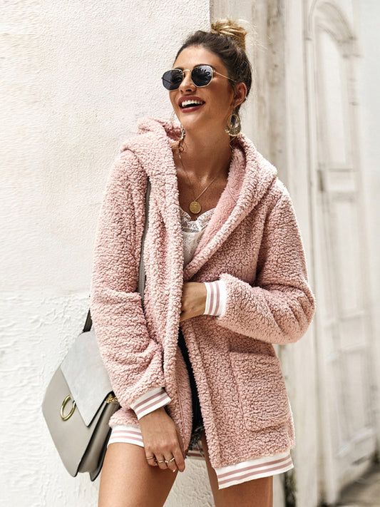 Women's casual hooded fur coat