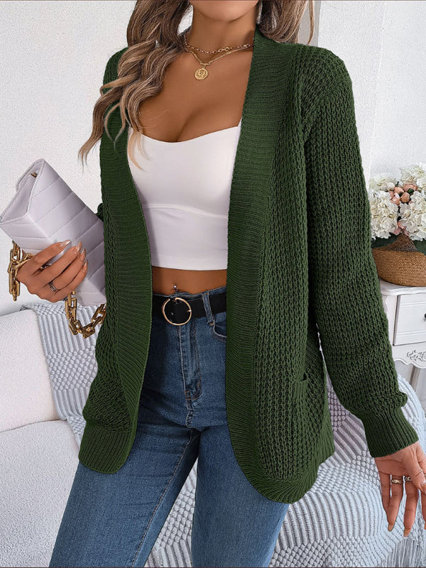 Casual Pocket Long Sleeve Knitted Cardigan