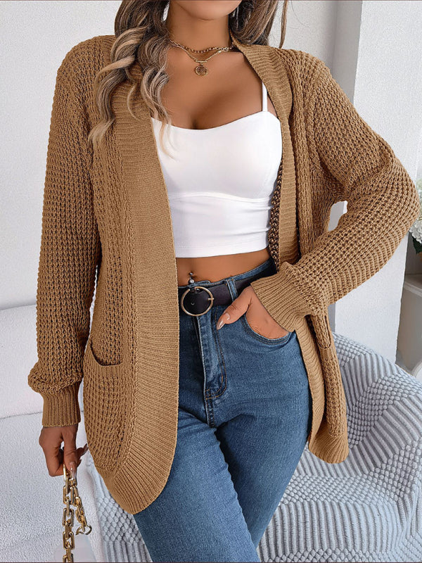 Casual Pocket Long Sleeve Knitted Cardigan