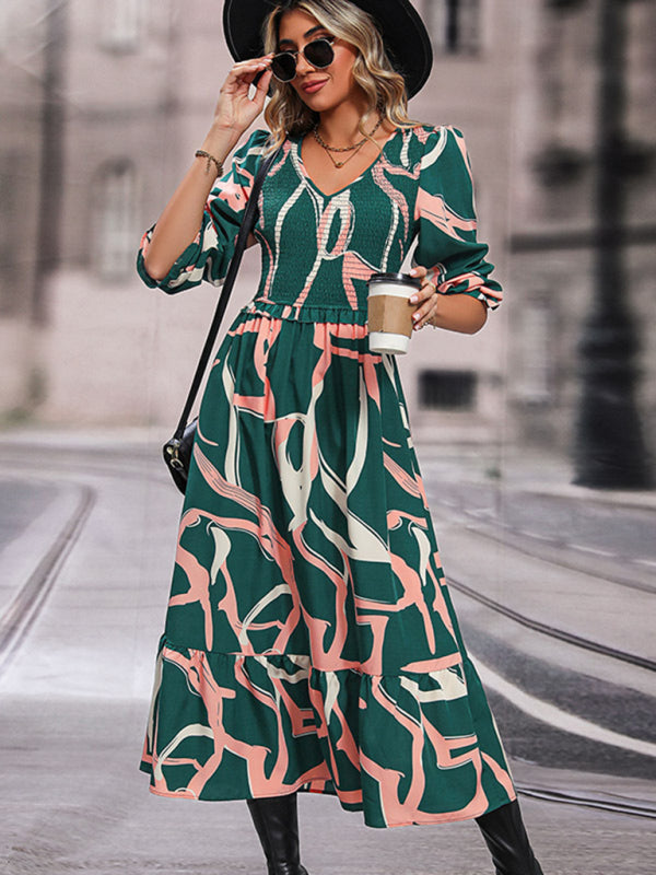 Ladies Printed Long Sleeve Dress