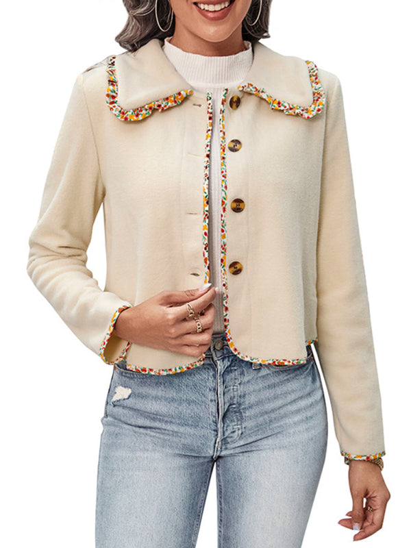 Women's Long Sleeve Lace Solid Color Jacket