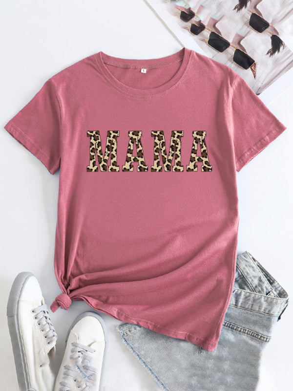 Women's MAMA Printed Round Neck Short Sleeve T-Shirt