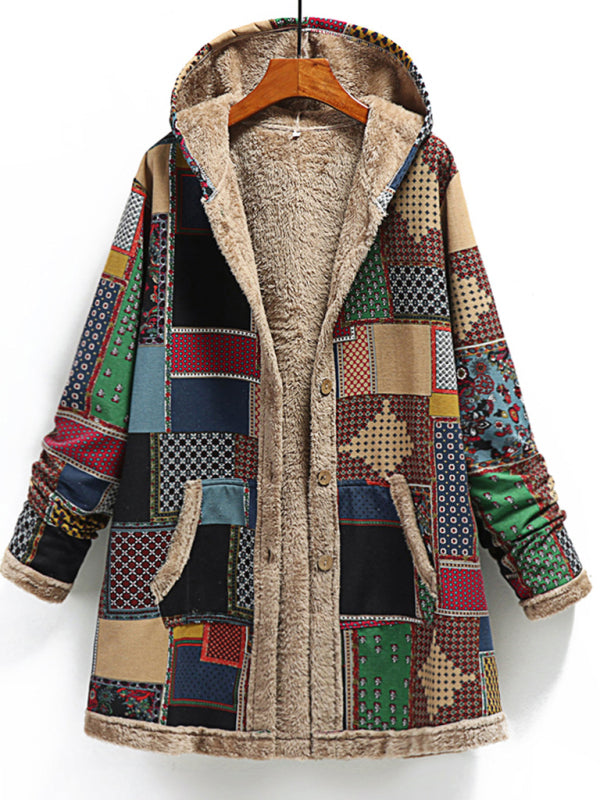 नई महिलाओं के लिए सूती और लिनेन मुद्रित हुड वाला स्वेटर गर्म आलीशान जैकेट