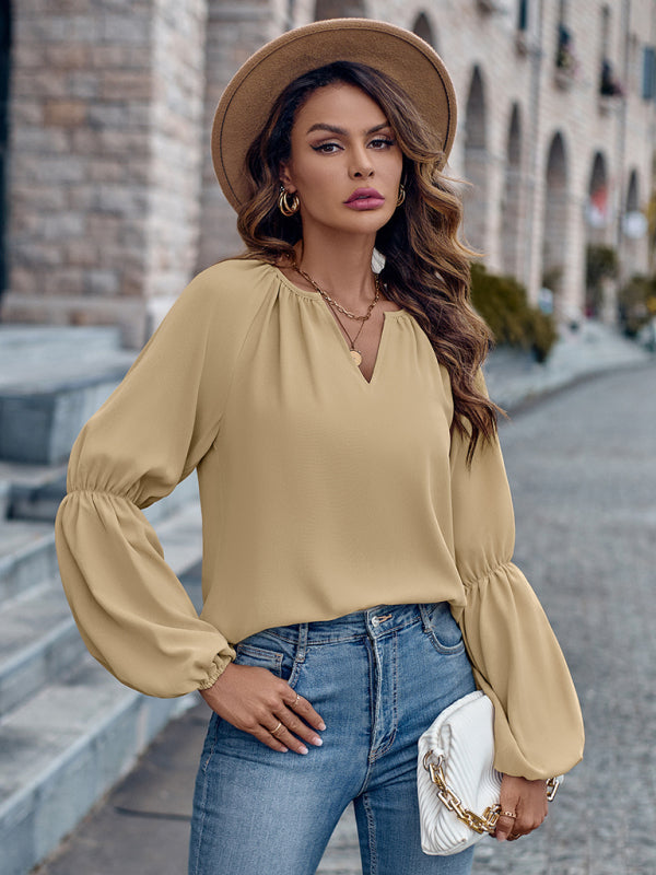 V-neck loose casual women's top