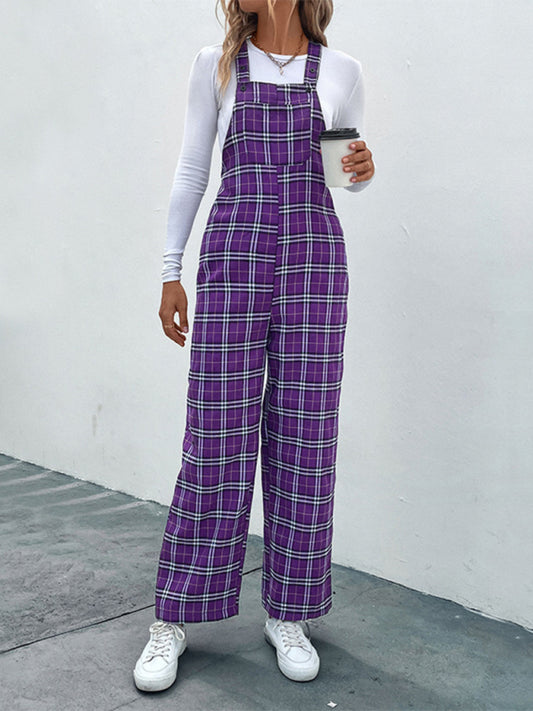 Women's casual plaid overall