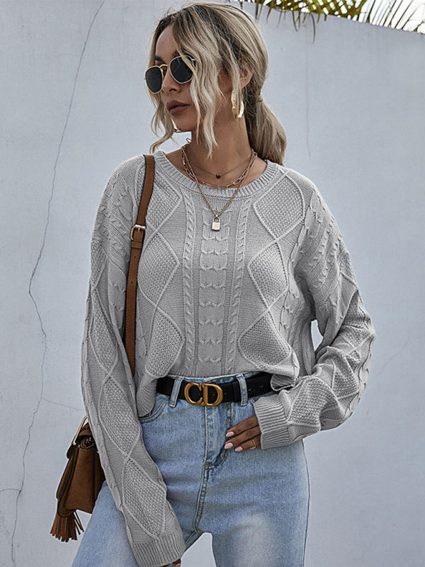 Loose long sleeve thin twist solid color sweater