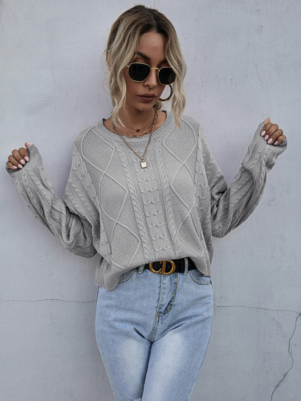 Loose long sleeve thin twist solid color sweater