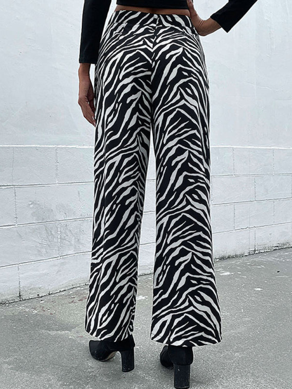 Women's commuter zebra print wide leg pants