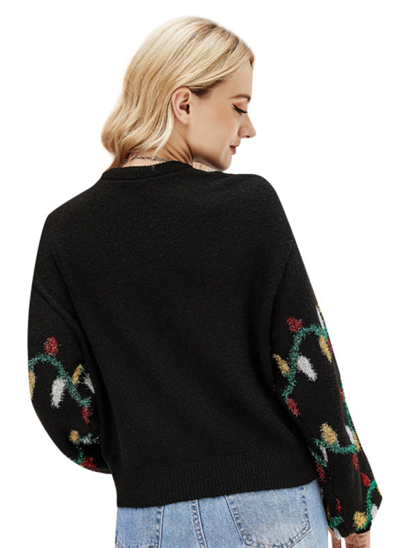 Christmas Lights Sweet Pullover Loose Knitwear