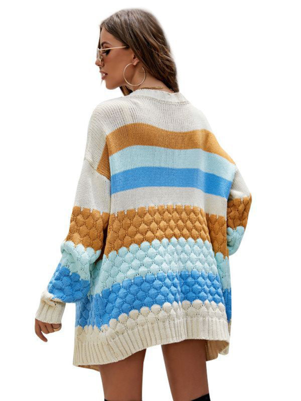 Loose mid-length knitted cardigan