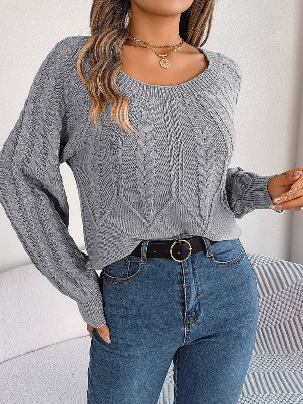 नया शरद ऋतु और सर्दियों का कैज़ुअल सॉलिड कलर ट्विस्ट लंबी आस्तीन वाला स्वेटर स्वेटर