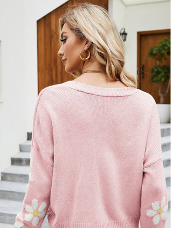Casual knitted loose college style sweater cardigan
