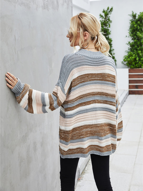 Plus size knitted patchwork sweater