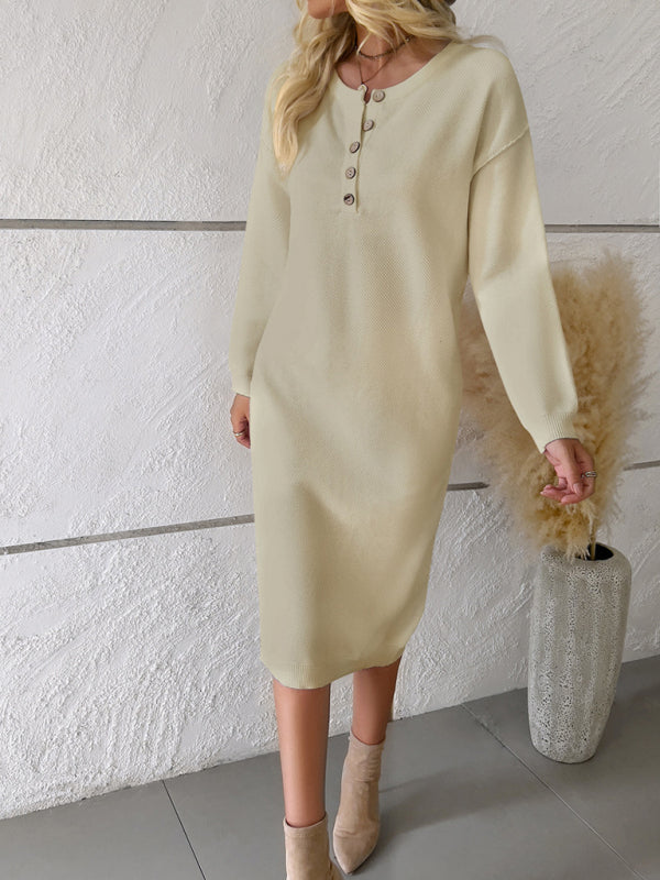 Casual round neck sweater dress