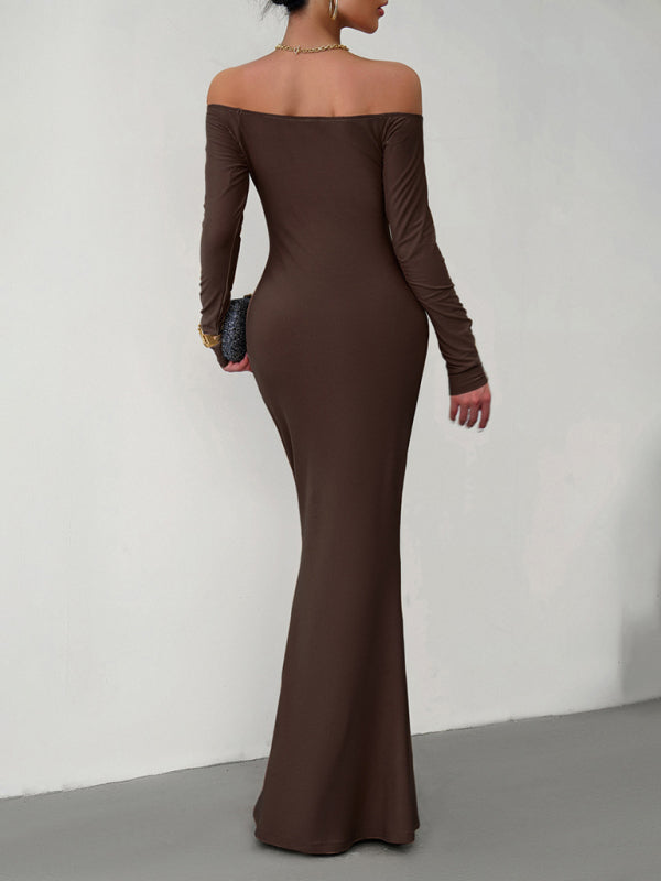 Women's elegant slim one-shoulder dress