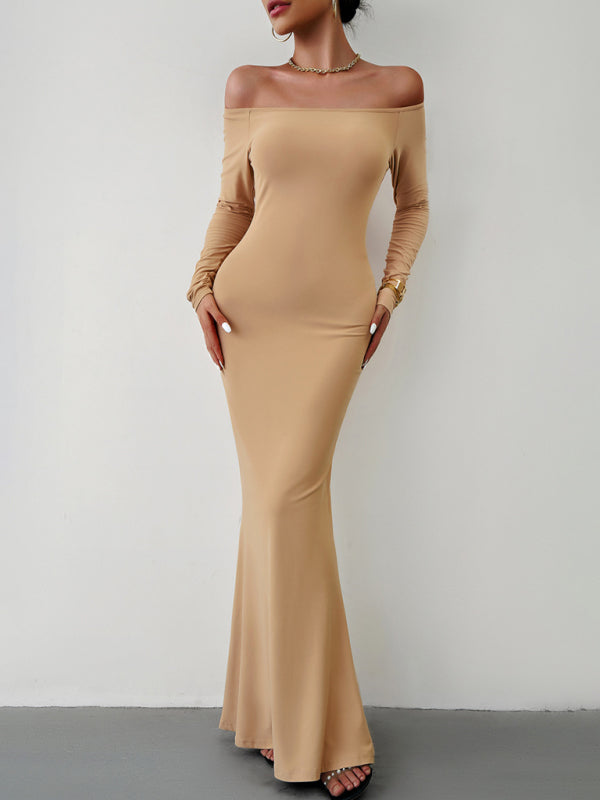 Women's elegant slim one-shoulder dress