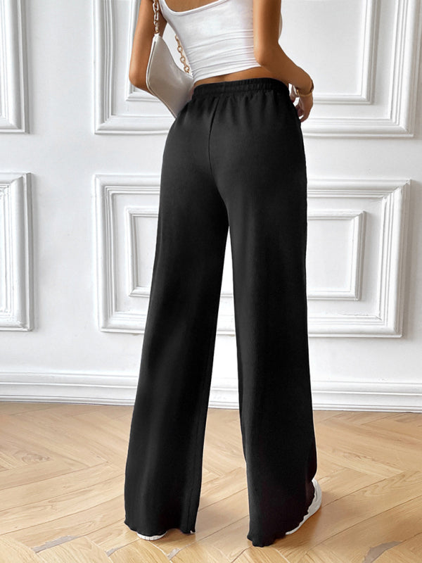 Women's loose casual solid color wide leg trousers