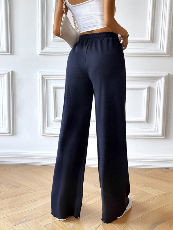 Women's loose casual solid color wide leg trousers