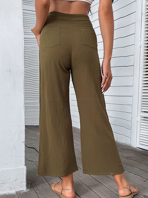 Women's nine-point high-waist slim-fit micro-flared pants