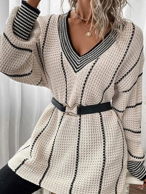 Vertical pattern casual loose sweater