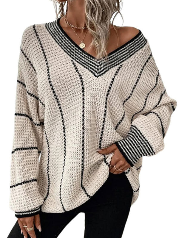 Vertical pattern casual loose sweater