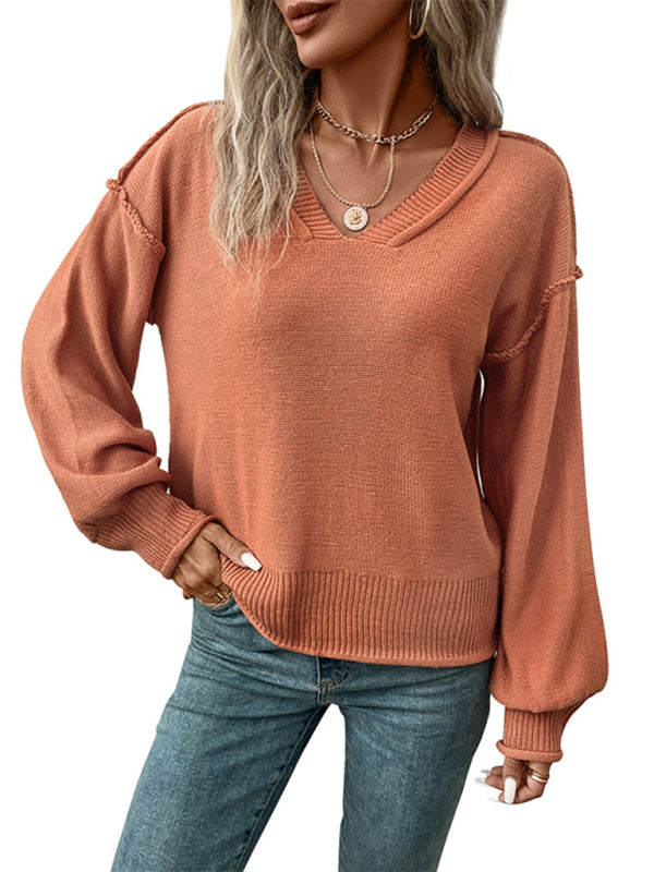 Women's long sleeve solid color sweater