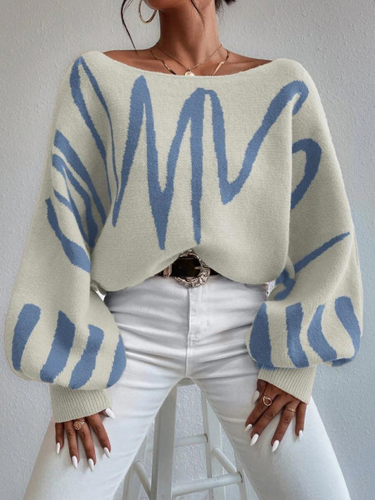 महिलाओं का ढीला स्वेटर लालटेन आस्तीन स्वेटर