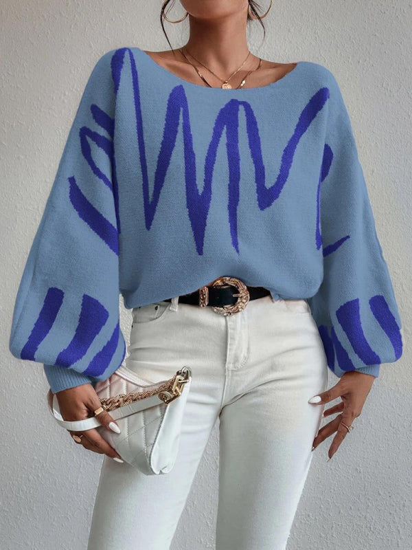 Women's loose pullover lantern sleeve sweater