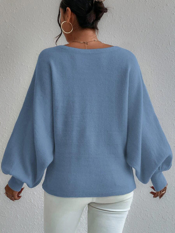 Women's loose pullover lantern sleeve sweater
