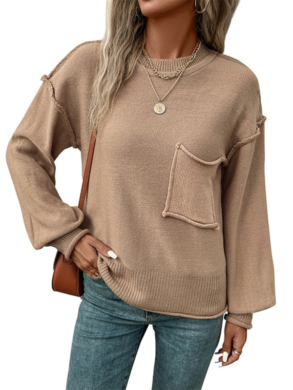 Long sleeve solid color sweater