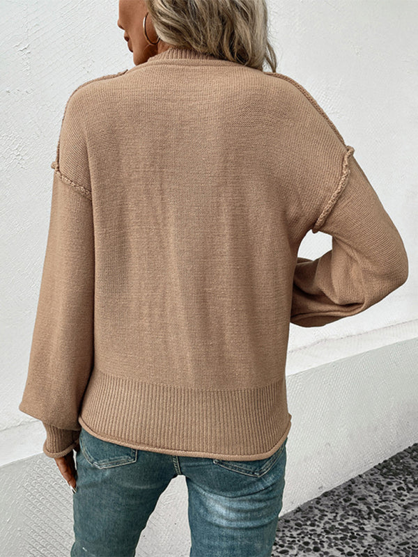 Long sleeve solid color sweater