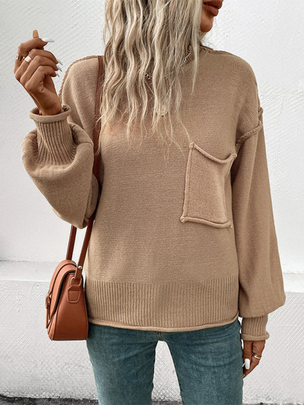 नई लंबी आस्तीन ठोस रंग शरद ऋतु स्वेटर