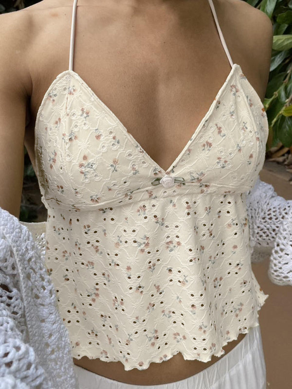 Ruffled floral camisole vest