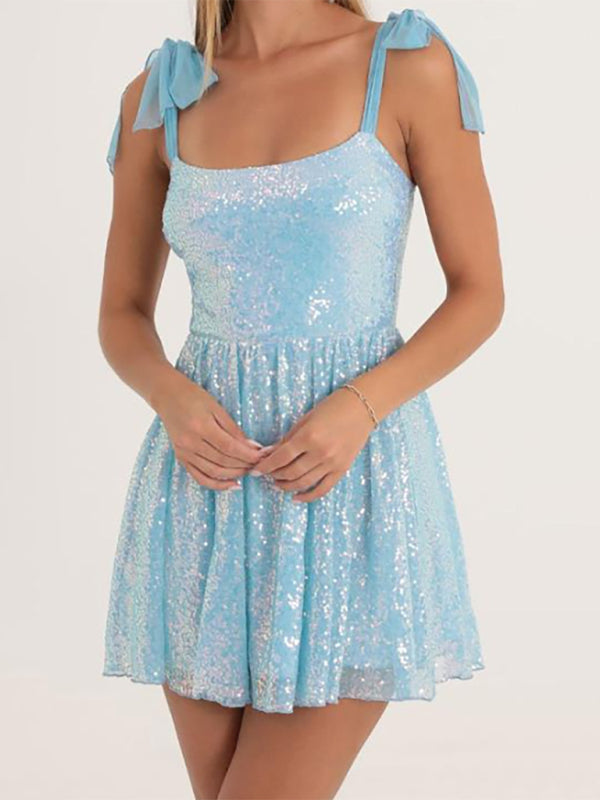 Sequined dress with suspenders