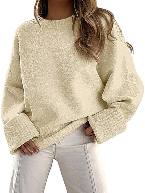 Versatile round neck pullover loose women's sweater