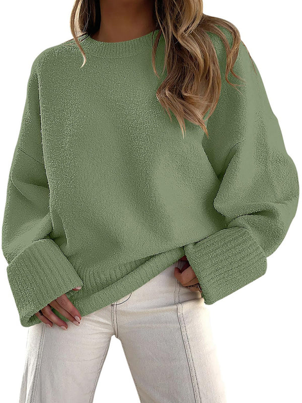 Versatile round neck pullover loose women's sweater