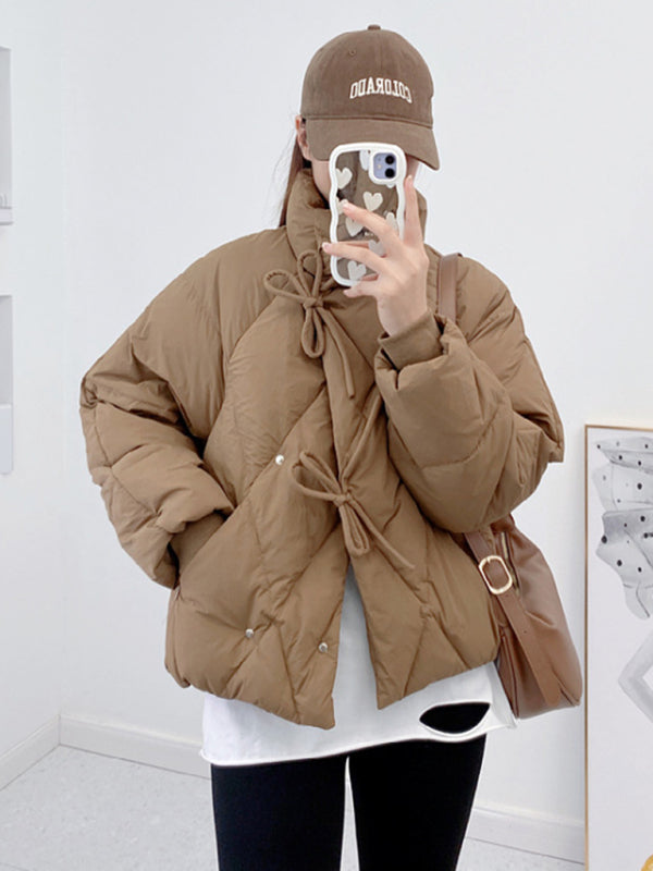 Loose short white duck down jacket