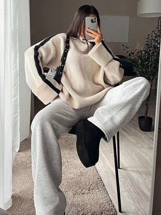 Women's casual high collar pullover sweater